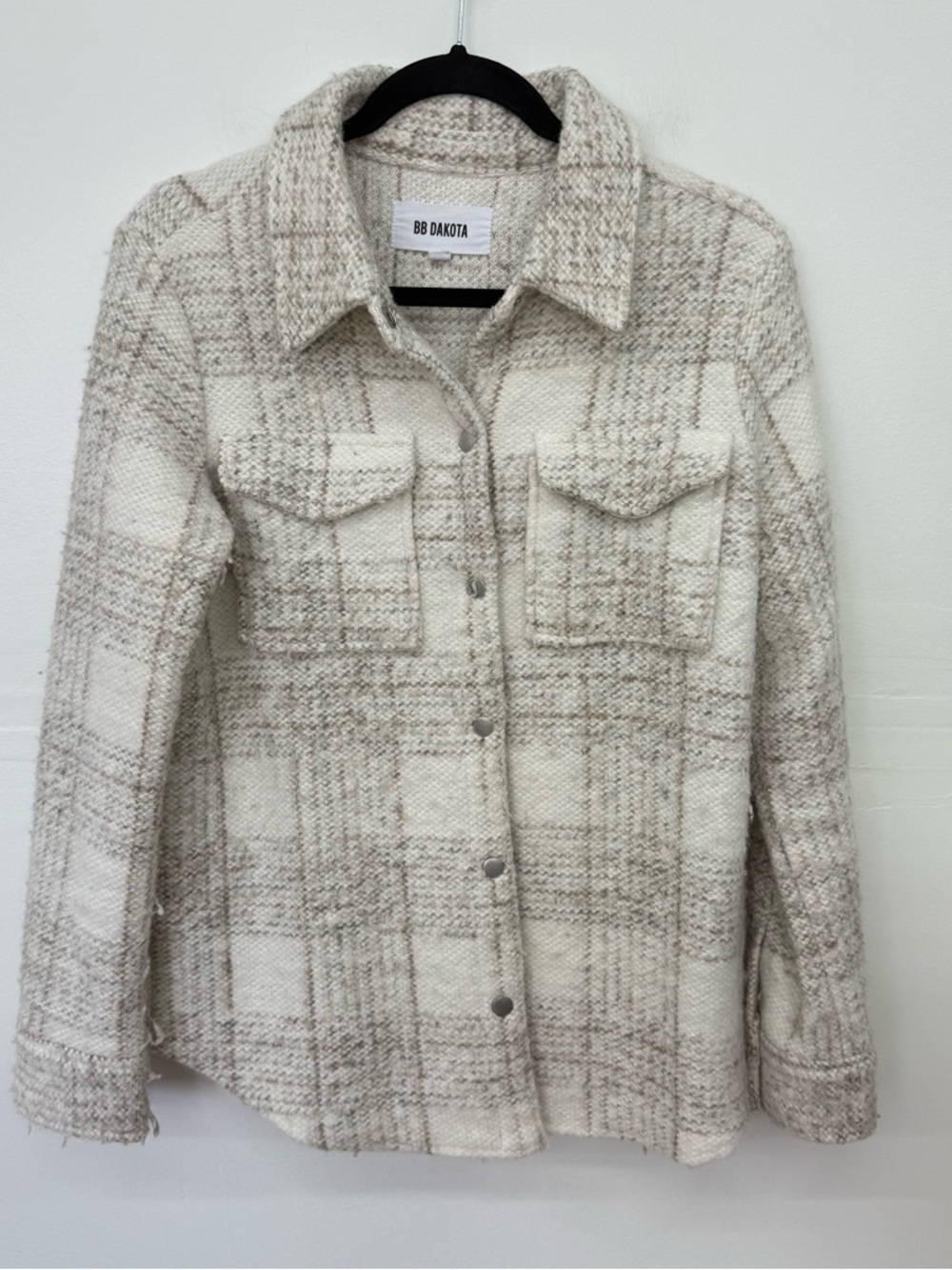 BB Dakota Ivory Plaid Shacket Jacket
